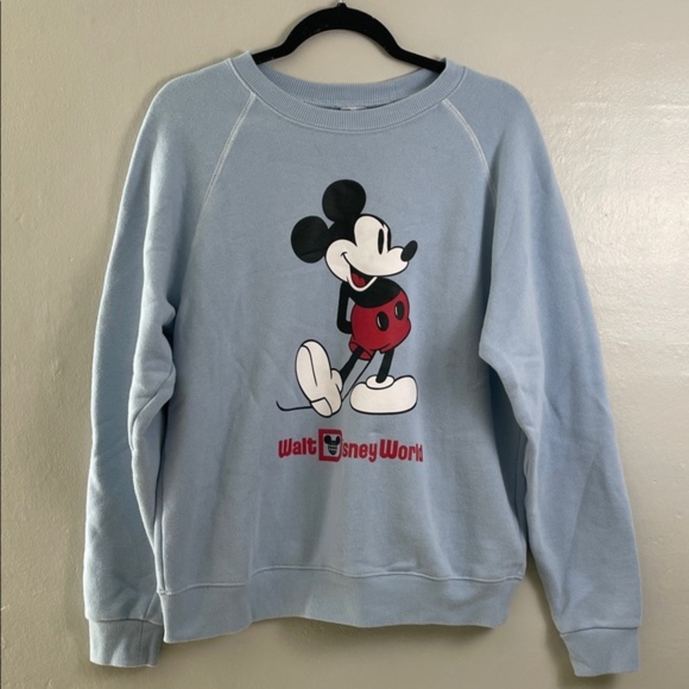 Vintage Disney World Mickey Mouse Crewneck Sweatshirt light blue